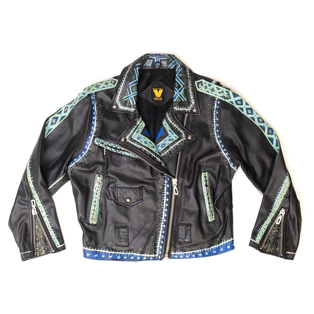 
                  
                    Load image into Gallery viewer, VIRGINIA SLIMS LEATHER JACKET AZTEC PATTERN
                  
                