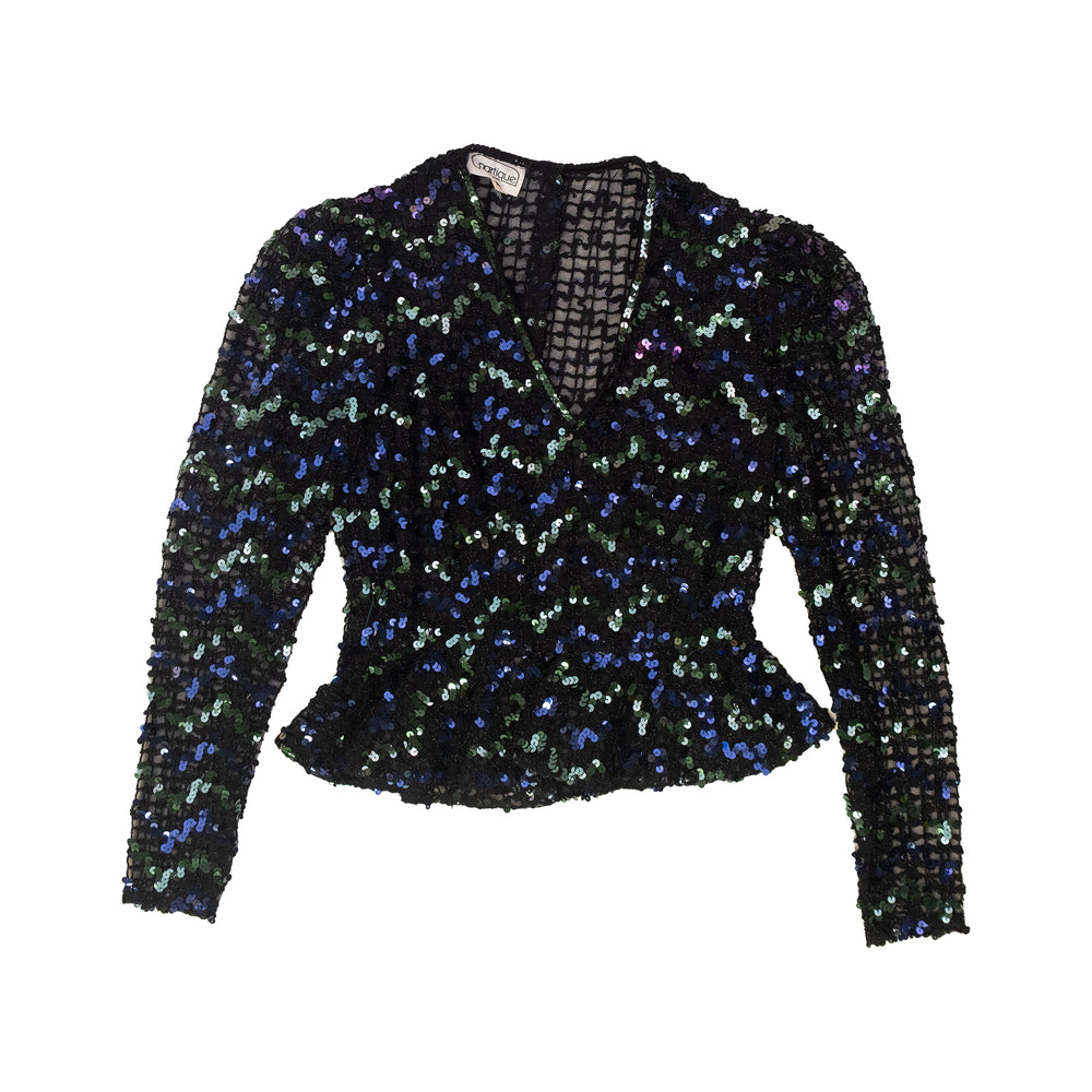 LONG SLEEVE SEQUIN BLOUSE