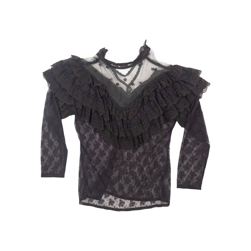 
                  
                    Load image into Gallery viewer, LONG SLEEVE RUFFLED LACE SHIRT
                  
                