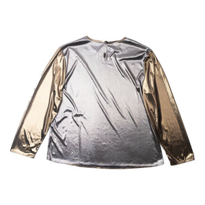 
                  
                    Load image into Gallery viewer, GOLD METALLIC LONG SLEEVE TOP
                  
                