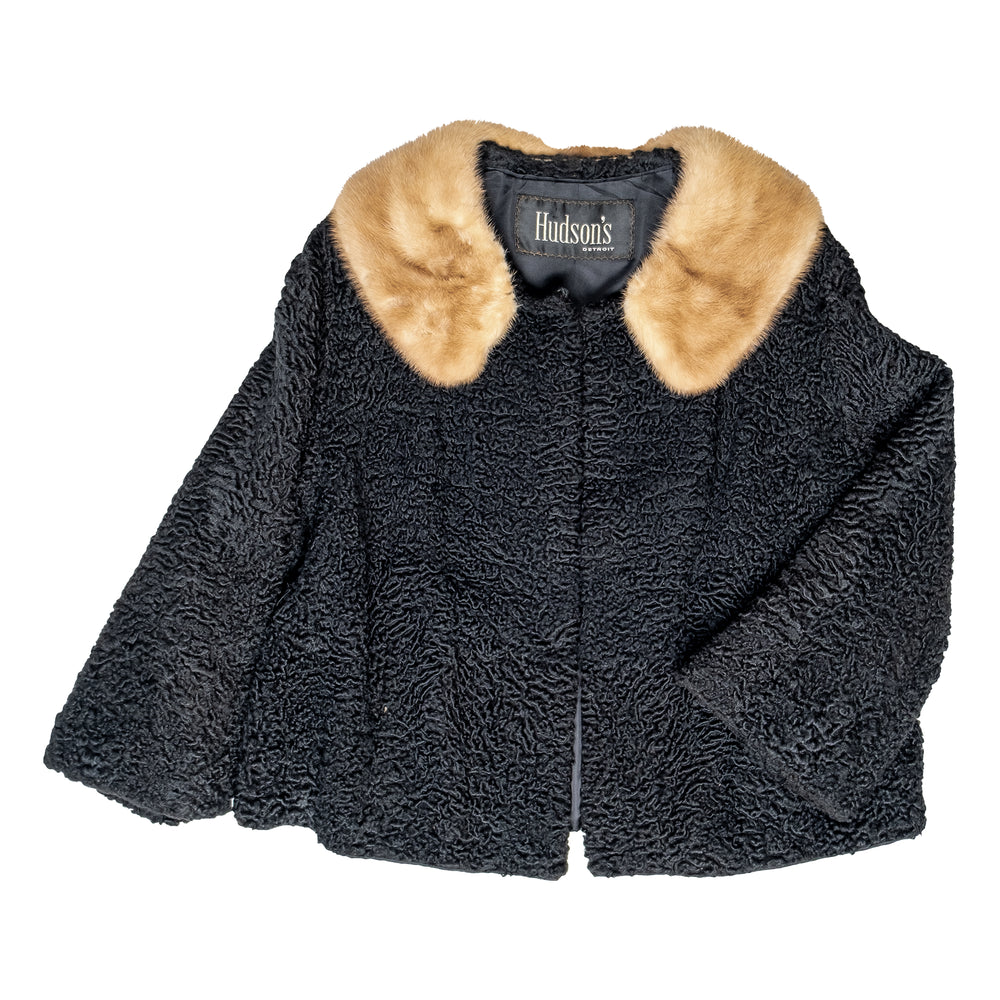CROPPED JACKET WITH FUR COLLAR