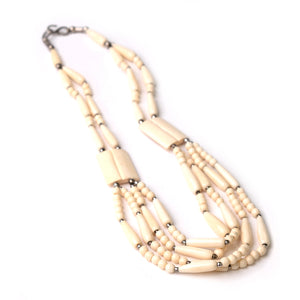 
                  
                    Load image into Gallery viewer, SILVER IVORY BEADED NECKLACE
                  
                