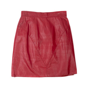 
                  
                    Load image into Gallery viewer, RED LEATHER MINI SKIRT
                  
                
