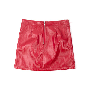 
                  
                    Load image into Gallery viewer, RED FAUX LEATHER MINI SKIRT
                  
                