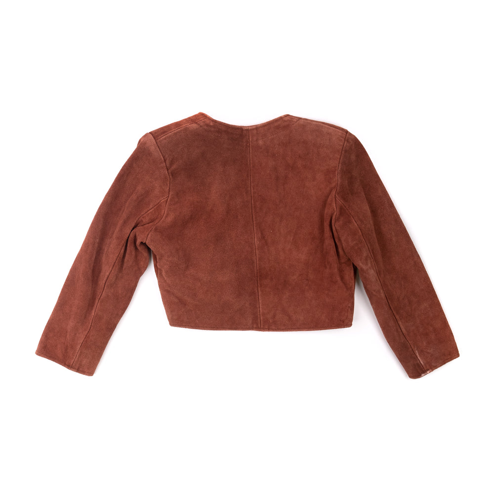 
                  
                    Load image into Gallery viewer, BROWN SUEDE CROPPED JACKET
                  
                