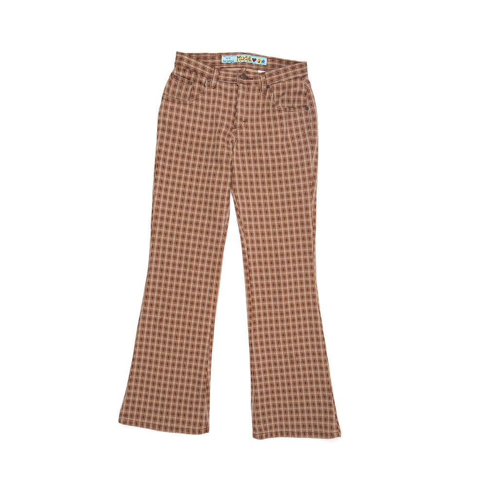BROWN PLAID BELL BOTTOMS