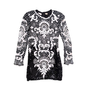
                  
                    Load image into Gallery viewer, BEADED LONG SLEEVE MINI DRESS
                  
                