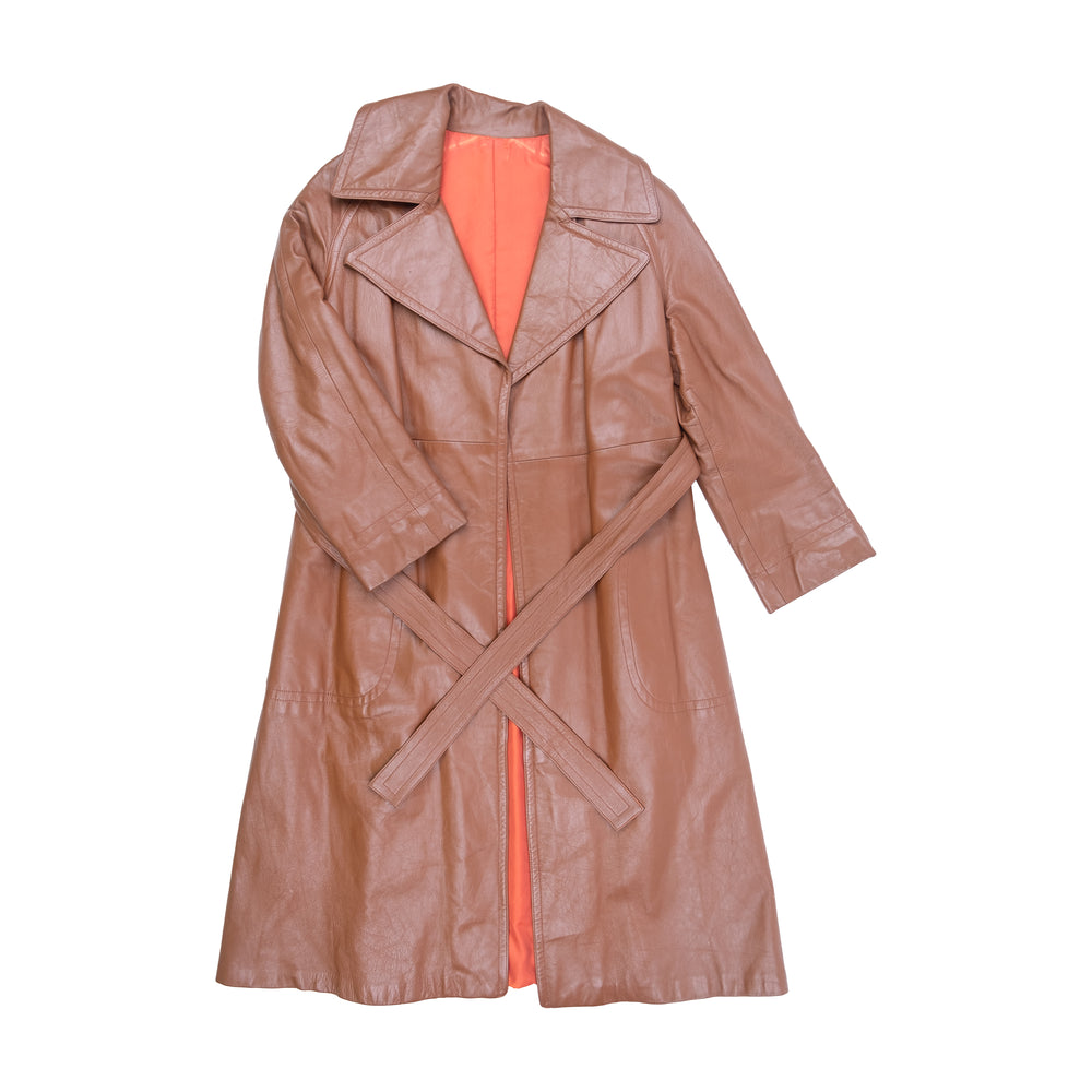 BROWN LEATHER DUSTER COAT