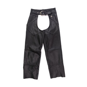 
                  
                    Load image into Gallery viewer, BLACK LEATHER HARLEY CHAPS
                  
                
