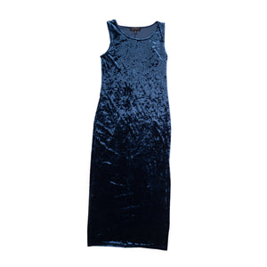 
                  
                    Load image into Gallery viewer, LONG BLUE VELVET DRESS
                  
                
