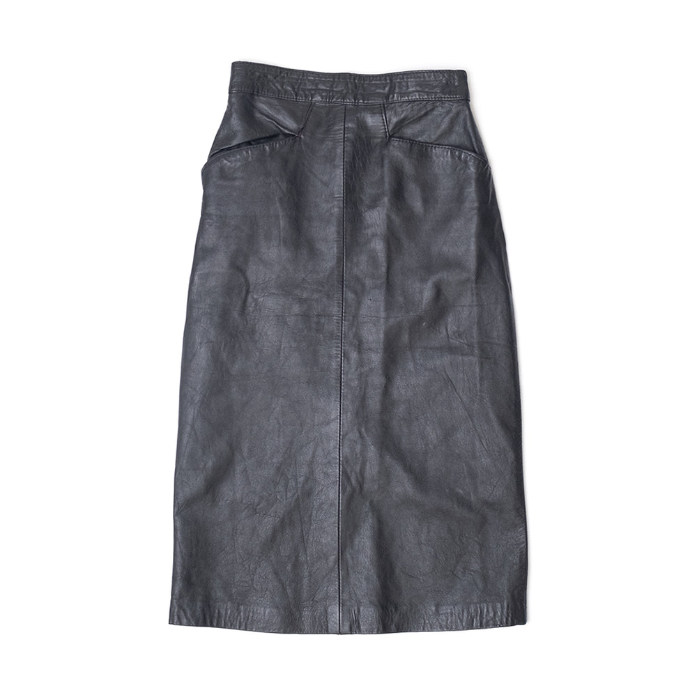
                  
                    Load image into Gallery viewer, CUIR VERITABLE BLACK LEATHER SKIRT
                  
                