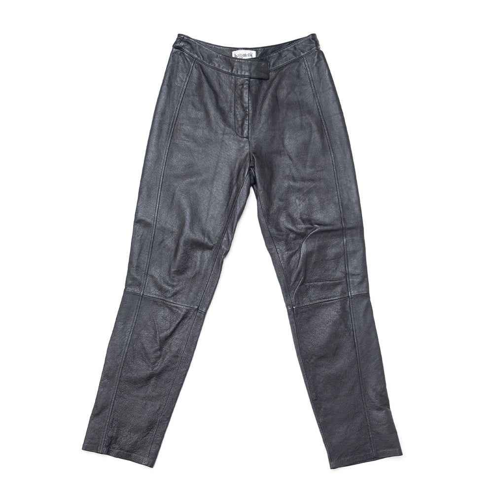 BAGATELLE BLACK LEATHER PANTS WITH VELCRO BUTTON