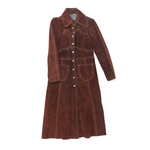 
                  
                    Load image into Gallery viewer, BROWN WESTERN SUEDE TRENCH COAT
                  
                