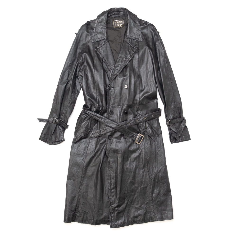 
                  
                    Load image into Gallery viewer, ETCHES BLACK LEATHER TRENCH COAT
                  
                