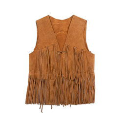 
                  
                    Load image into Gallery viewer, BROWN SUEDE FRINGED VEST
                  
                