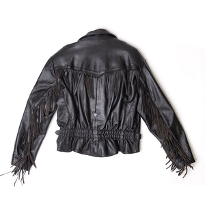 
                  
                    Load image into Gallery viewer, ALL AMERICAN RIDER BLACK LEATHER FRINGE JACKET
                  
                