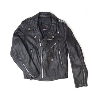 
                  
                    Load image into Gallery viewer, BRANDED GARMENTS LEATHER JACKET WITH PEACE SIGN
                  
                
