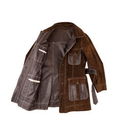 
                  
                    Load image into Gallery viewer, BROWN SUEDE JACKET LEATHER W/ BELT REVERSABLE
                  
                
