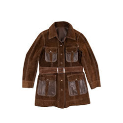
                  
                    Load image into Gallery viewer, BROWN SUEDE JACKET LEATHER W/ BELT REVERSABLE
                  
                