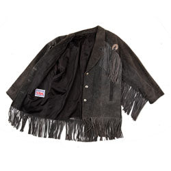 
                  
                    Load image into Gallery viewer, MADE IN USA BLACK SUEDE FRINGE JACKET
                  
                