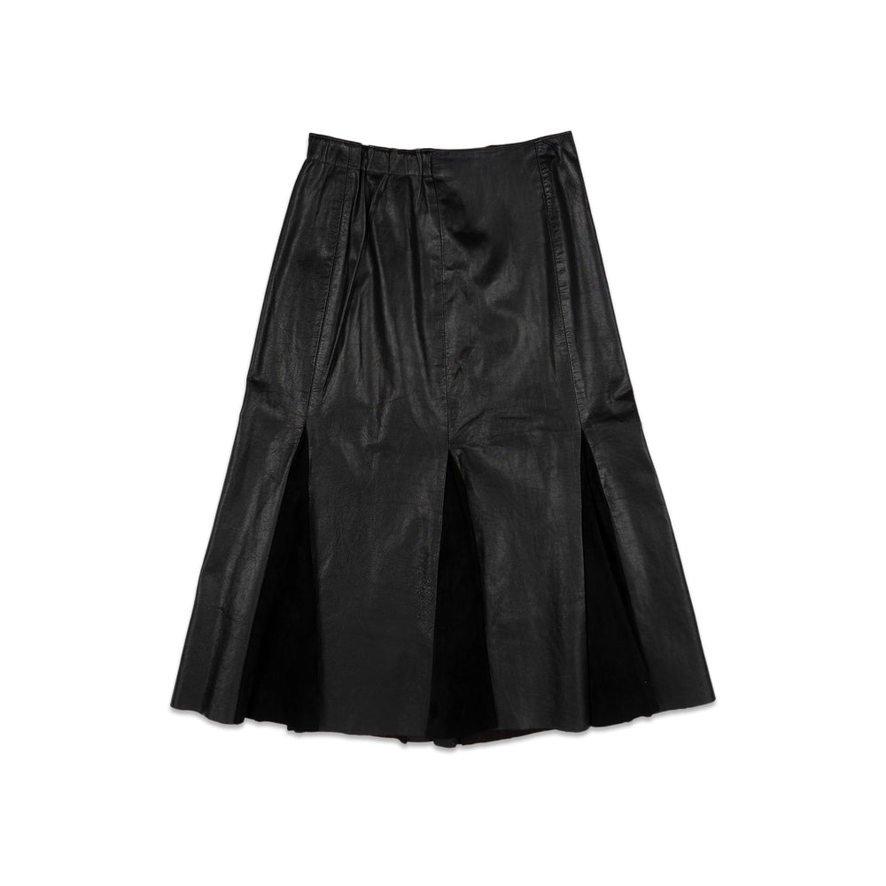 SUEDE AND LEATHER MID LENGTH SKIRT